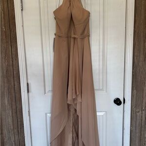 Azazie Tan Halter Wedding Dress